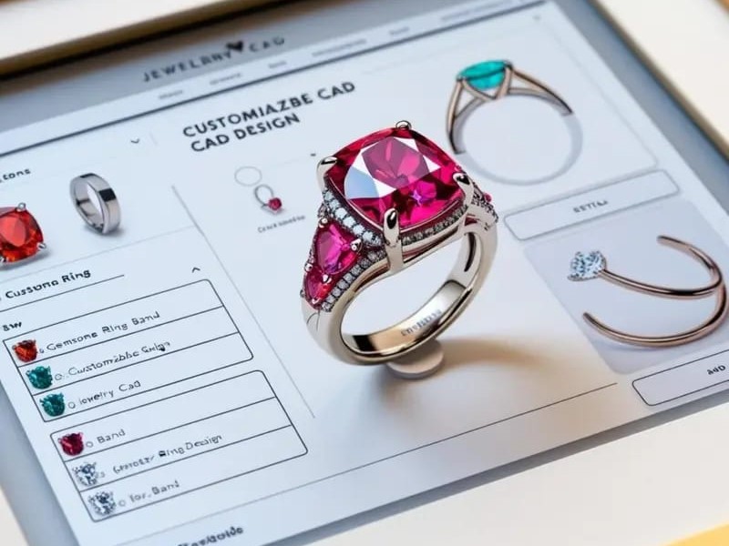 CAD 3D model of a ring design on screen